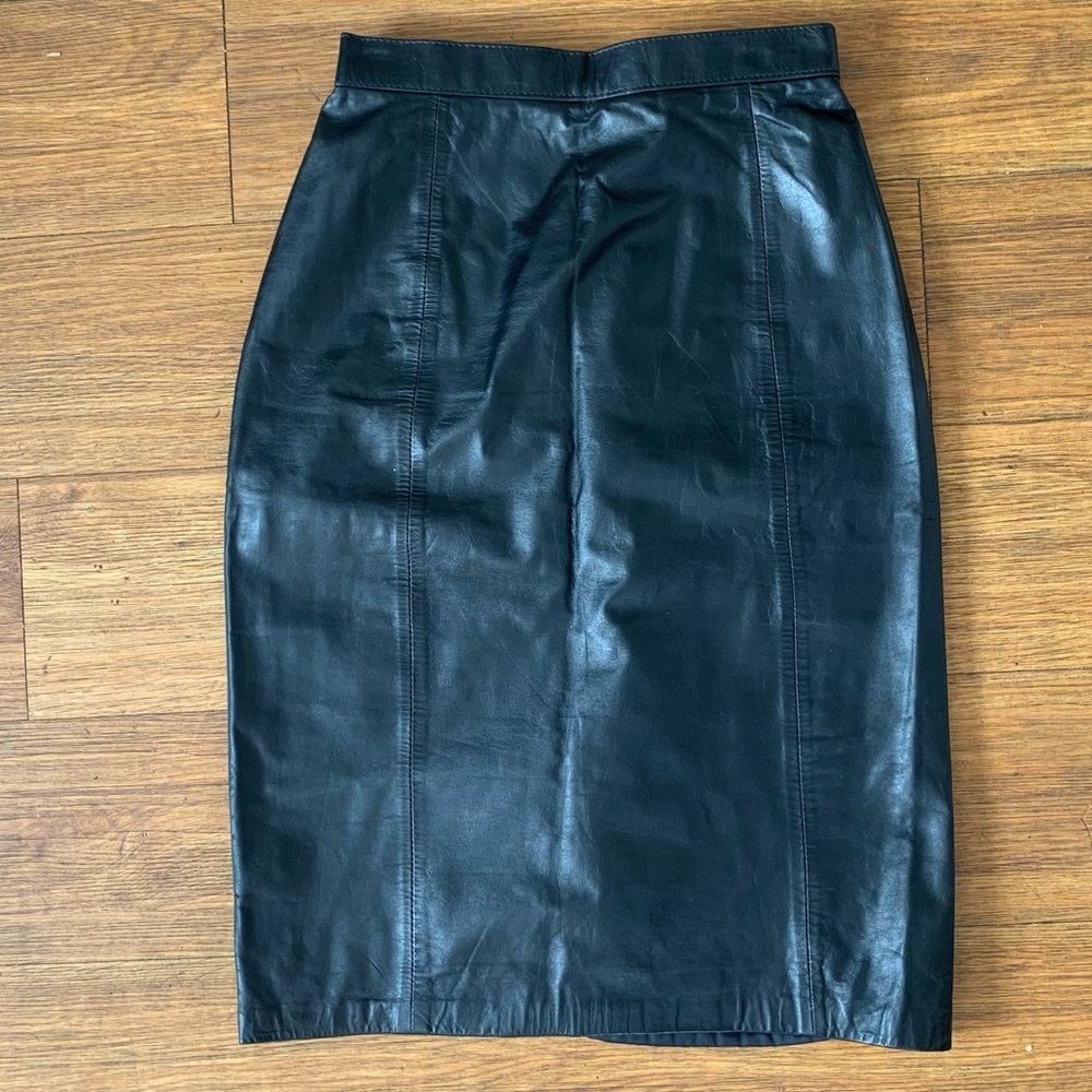WILSON LEATHER SKIRT Black Leather Pencil Skirt Size 8